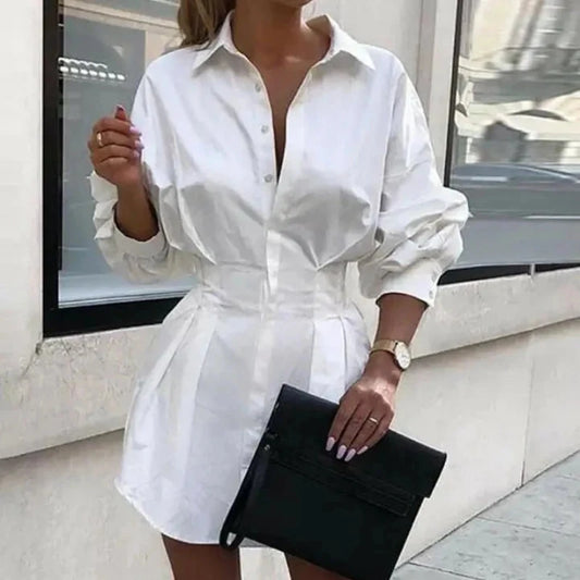 Robe Chemise Blanche avec Corset Blanc chez robe-chemise-boutique