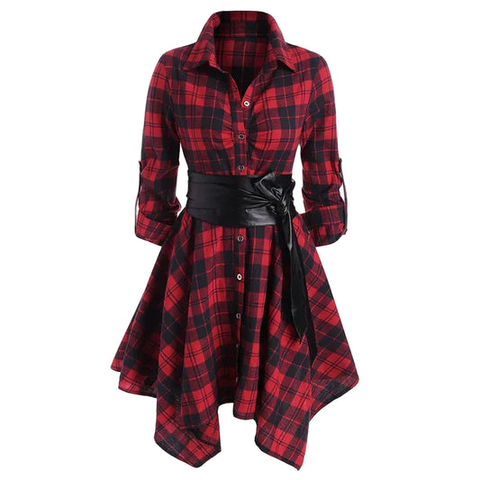 Robe Chemise Carreaux Rouge et Noir