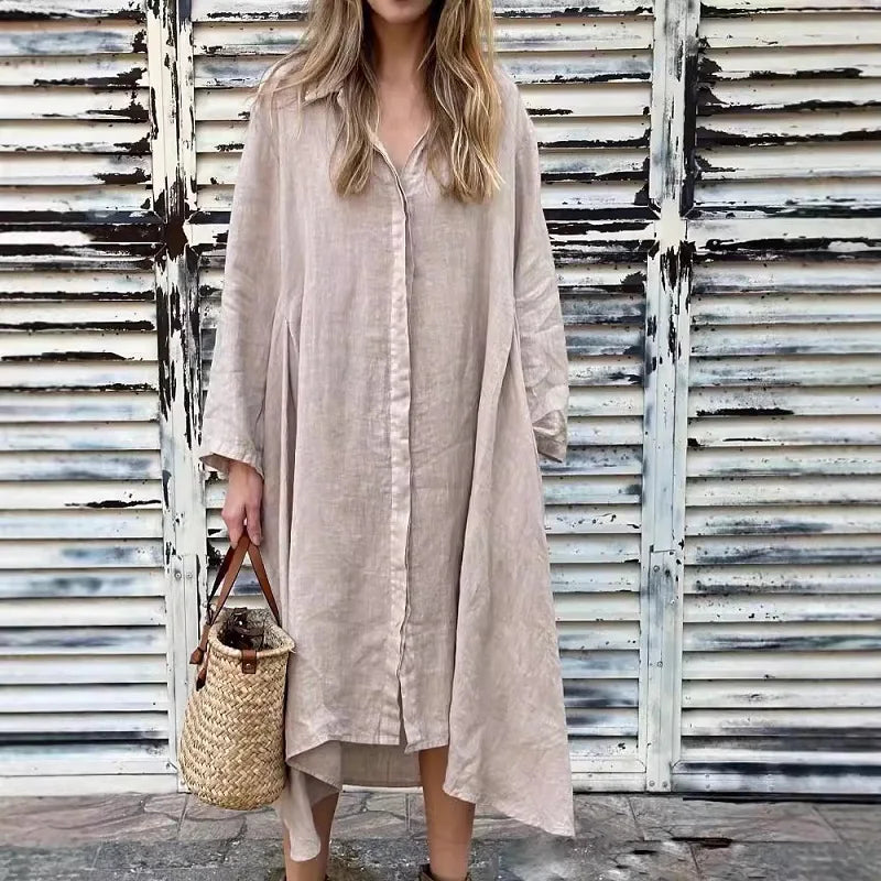 Robe Chemise Lin Kaki Kaki chez robe-chemise-boutique