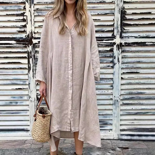 Robe Chemise Lin Kaki Kaki chez robe-chemise-boutique