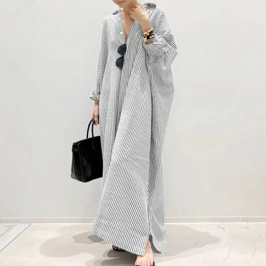 Robe Chemise Rayée Noir et Blanc Noir et Blanc chez robe-chemise-boutique
