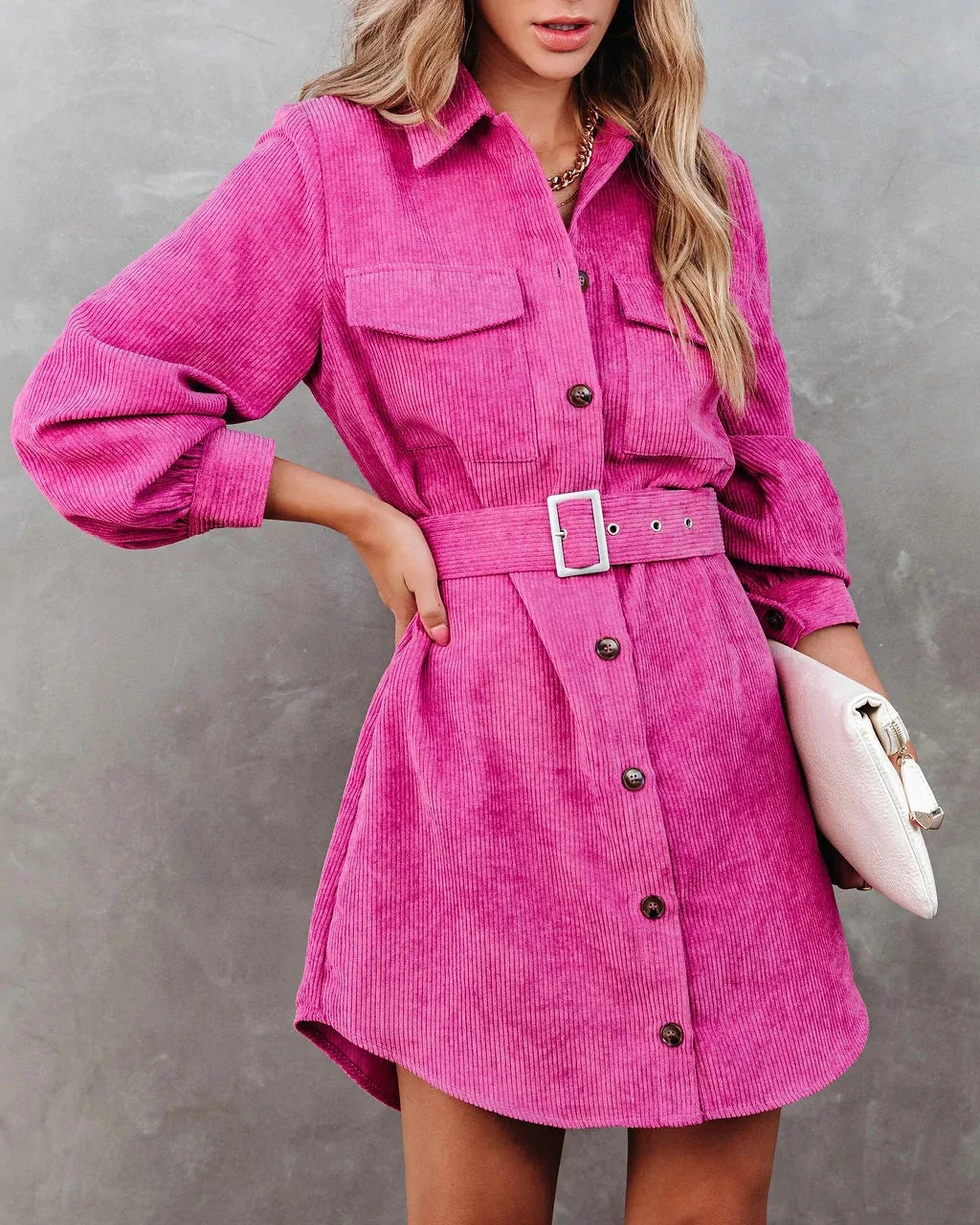 Robe Chemise Cintrée Rose chez robe-chemise-boutique