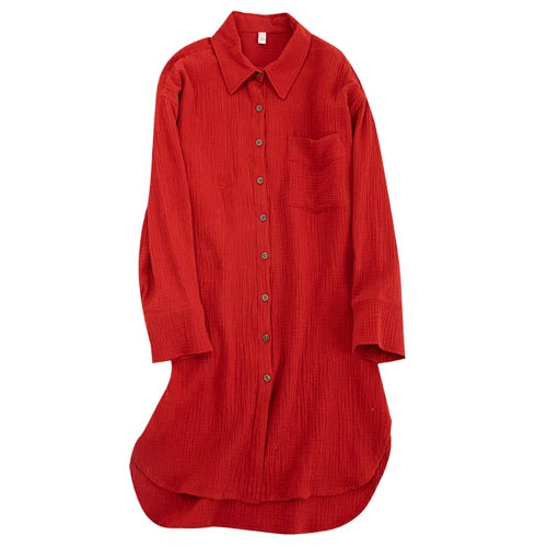 Robe Chemise Gaze de Coton Rouge chez robe-chemise-boutique