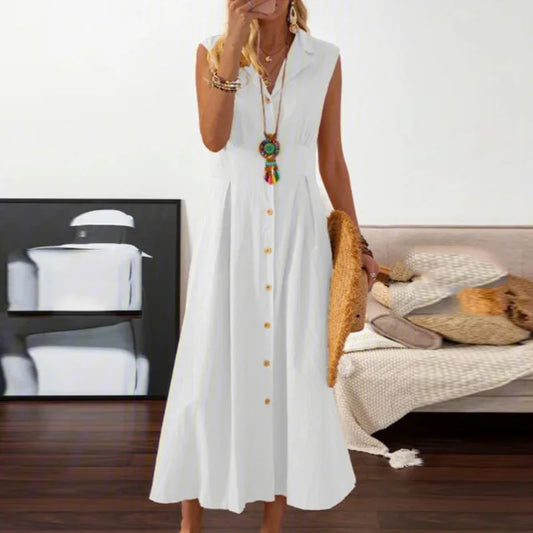 Robe Chemise Blanche Mi Longue Blanc chez robe-chemise-boutique