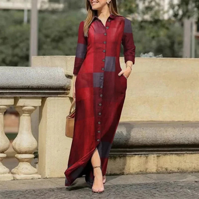 Robe Chemise Longue a Carreaux Rouge chez robe-chemise-boutique