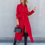 Robe Chemise Longue Rouge - Vignette | ma-robe-chemise.com