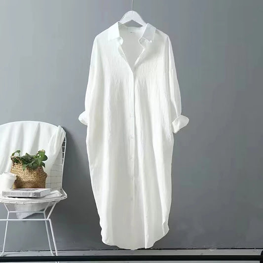Robe Chemise Longue Blanche Blanc chez robe-chemise-boutique