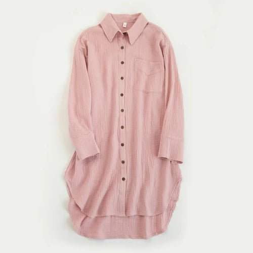 Robe Chemise Gaze de Coton Rose chez robe-chemise-boutique