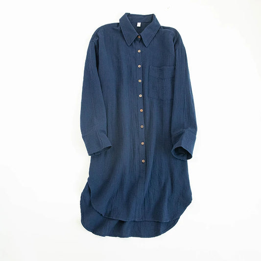Robe Chemise Gaze de Coton Bleu chez robe-chemise-boutique