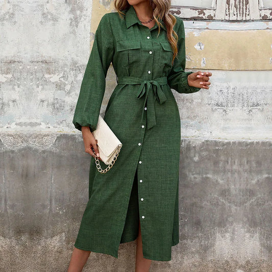 Robe Chemise Longue Verte chez robe-chemise-boutique
