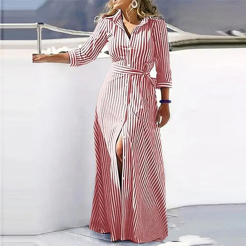 Robe Chemise Rayée Rouge et Blanche Rouge & Blanche chez robe-chemise-boutique