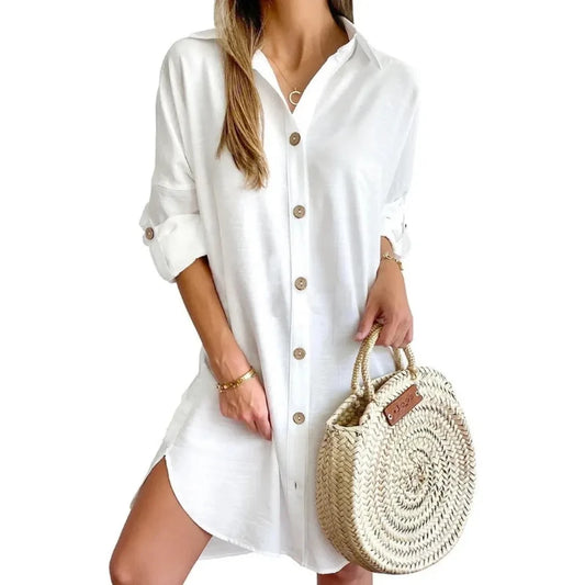 Robe Chemise Blanche Courte Blanc chez robe-chemise-boutique