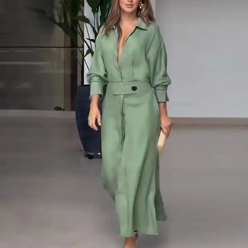 Robe Chemise Longue Grande Taille Vert chez robe-chemise-boutique