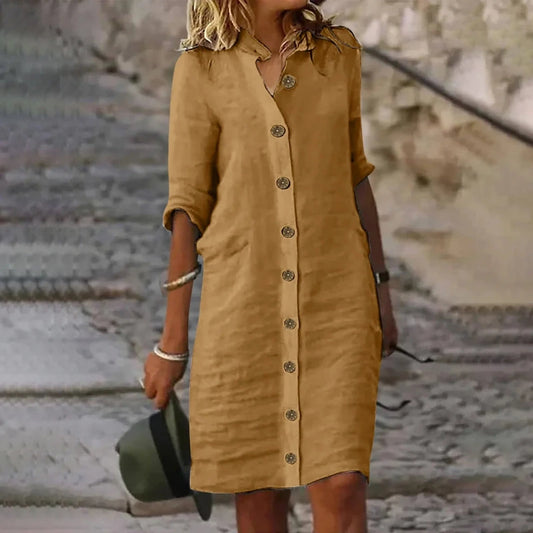 Robe Chemise Manche Courte Kaki chez robe-chemise-boutique