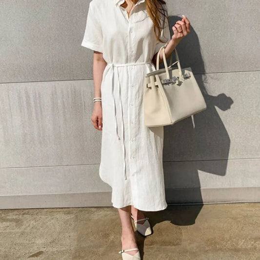 Robe Chemise Lin Longue Blanc chez robe-chemise-boutique