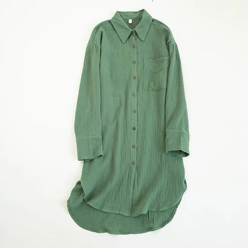 Robe Chemise Gaze de Coton Vert chez robe-chemise-boutique