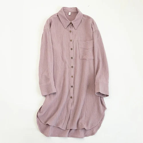 Robe Chemise Gaze de Coton Violette chez robe-chemise-boutique