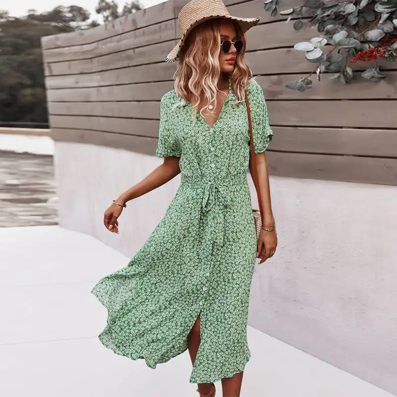 Robe Chemise Vintage Vert chez robe-chemise-boutique