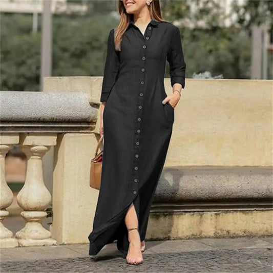 Robe Chemise en Jean Noir Noir chez robe-chemise-boutique