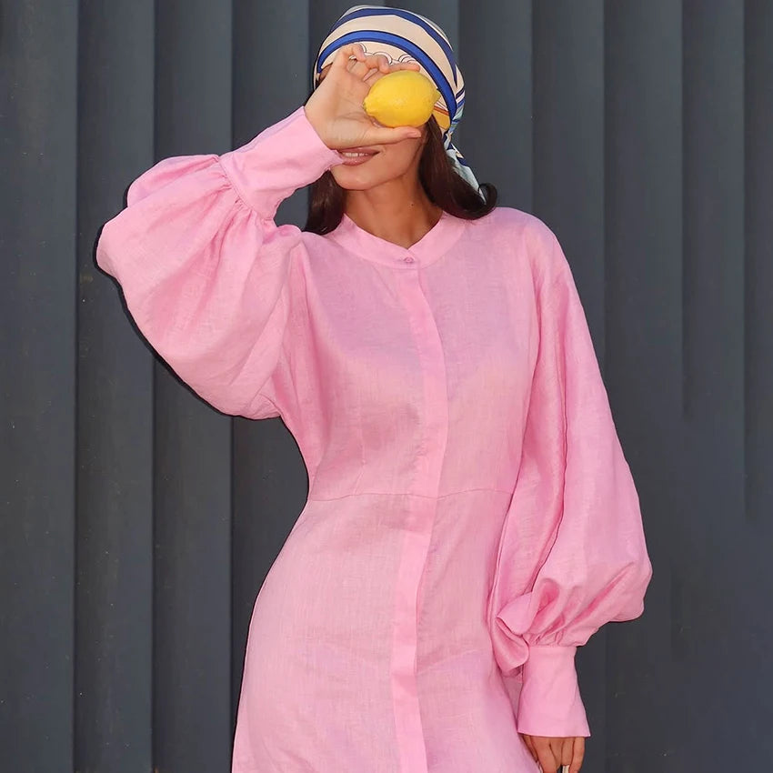 Robe Chemise Longue Rose chez robe-chemise-boutique