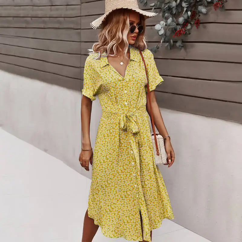 Robe Chemise Vintage Jaune chez robe-chemise-boutique