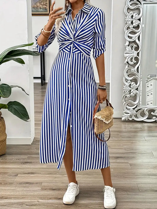 Robe Chemise Rayée Bleu et Blanc chez robe-chemise-boutique