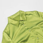 Robe Chemise Verte Satin - Vignette | ma-robe-chemise.com