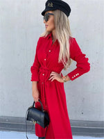 Robe Chemise Longue Rouge - Vignette | ma-robe-chemise.com