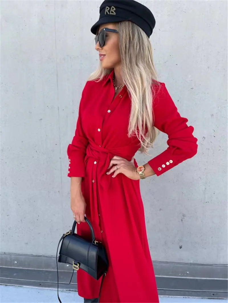 Robe Chemise Longue Rouge