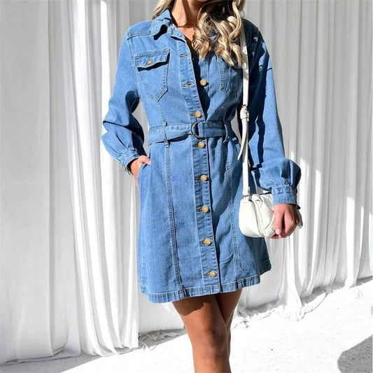 Robe Chemise Hiver Bleu Clair