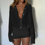 Robe Chemise Satin Noir - Vignette | ma-robe-chemise.com