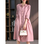 Robe Chemise Longue Rose - Vignette | ma-robe-chemise.com