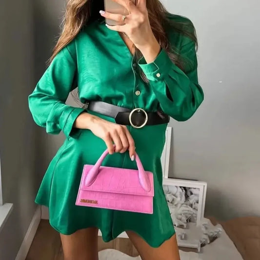 Robe Chemise Verte Satin