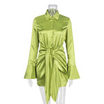 Robe Chemise Verte Satin - Vignette | ma-robe-chemise.com