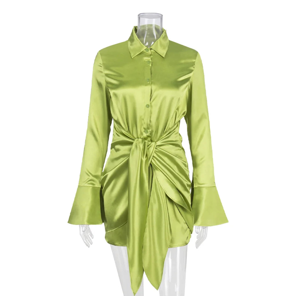 Robe Chemise Verte Satin chez robe-chemise-boutique