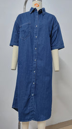 Robe Chemise en Jean Mi Longue - Vignette | ma-robe-chemise.com