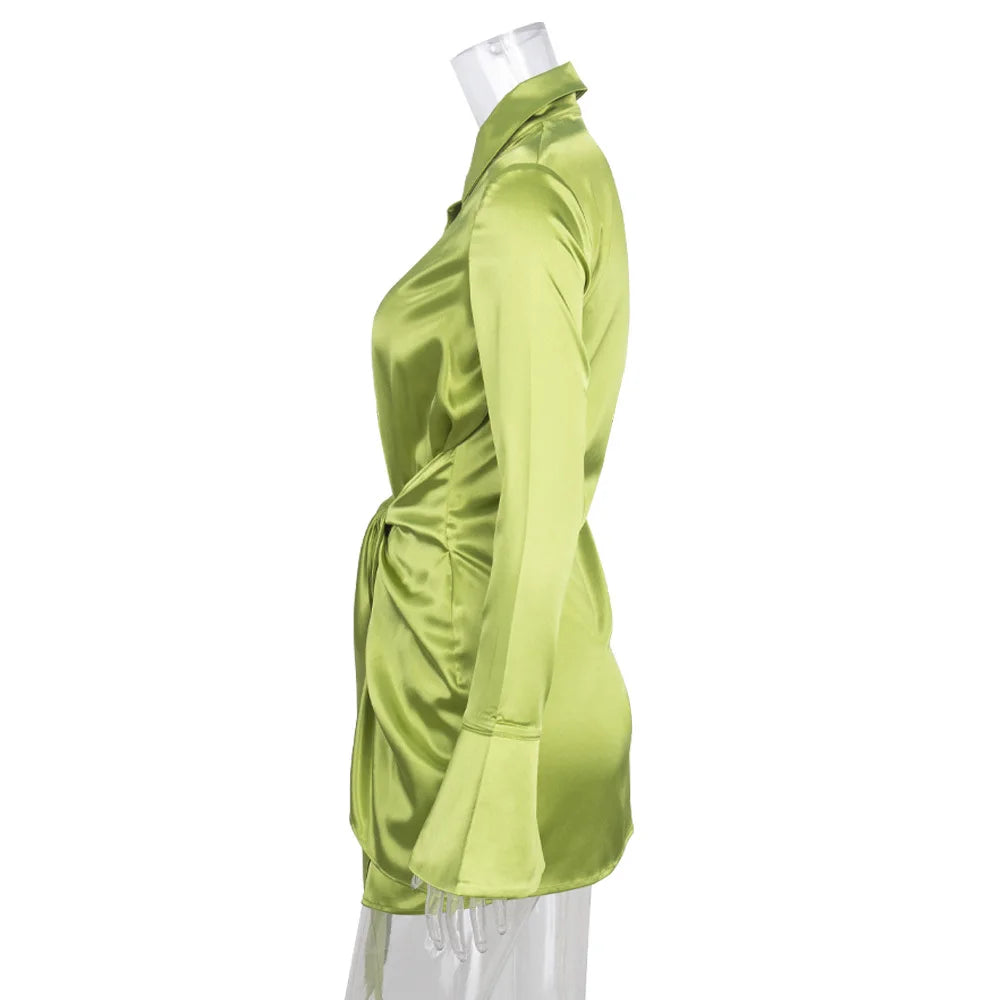 Robe Chemise Verte Satin chez robe-chemise-boutique