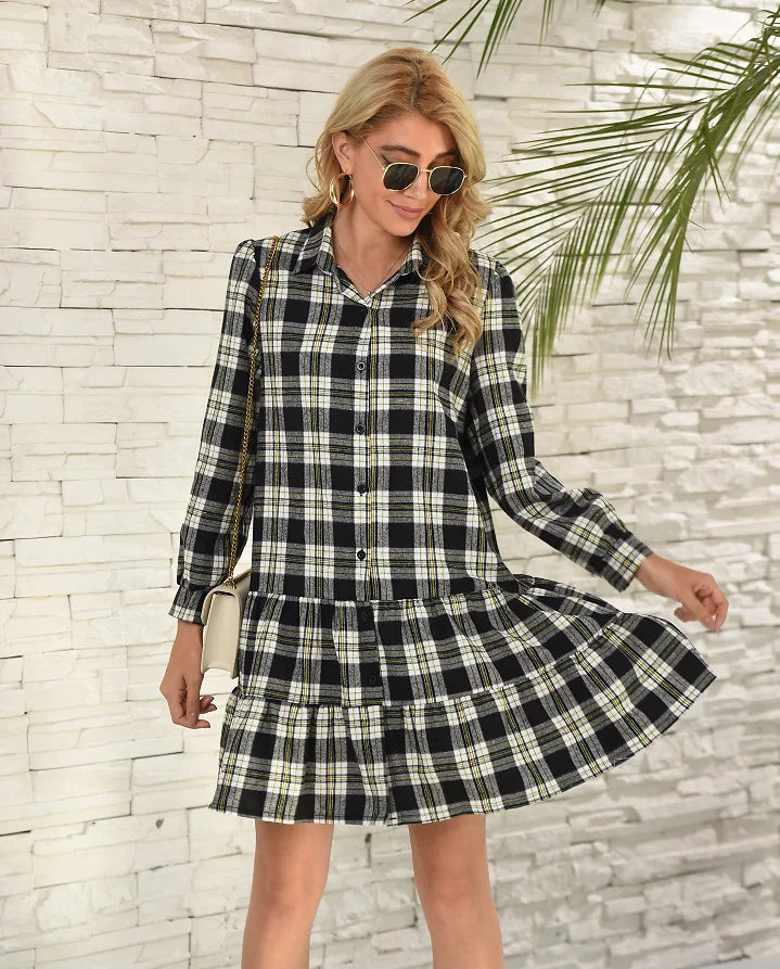Robe Chemise Carreaux Noir et Blanc chez robe-chemise-boutique