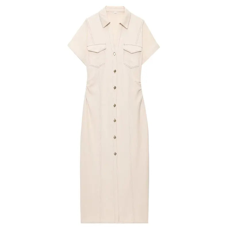 Robe Chemise Beige Beige chez robe-chemise-boutique