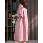 Robe Chemise Longue Rose - Vignette | ma-robe-chemise.com