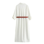 Robe Chemise Blanche avec Ceinture - Vignette | ma-robe-chemise.com