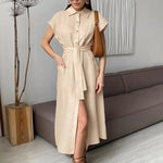 Robe Chemise Lin Beige - Vignette | ma-robe-chemise.com