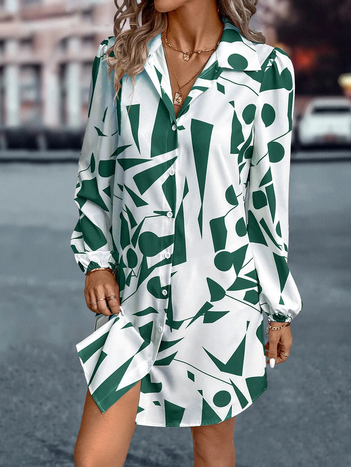 Robe Chemise Verte et Blanche