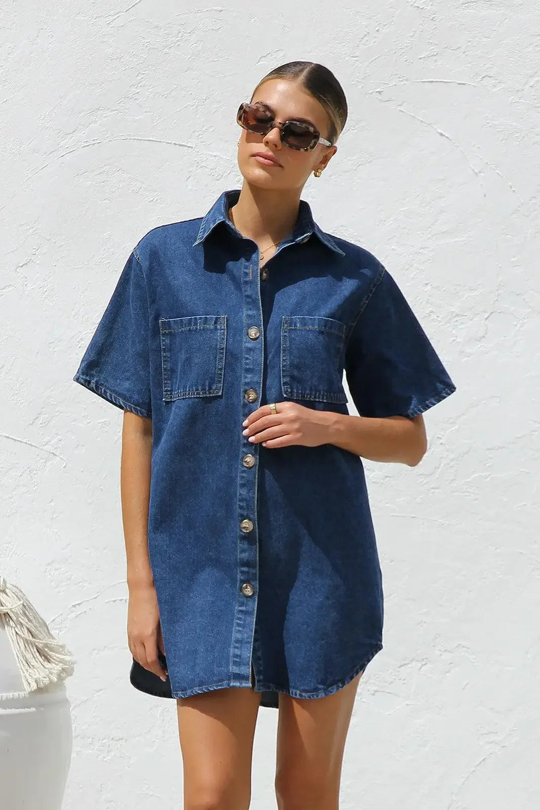 Robe Chemise Denim Bleu Foncé chez robe-chemise-boutique