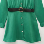 Robe Chemise Verte Satin - Vignette | ma-robe-chemise.com