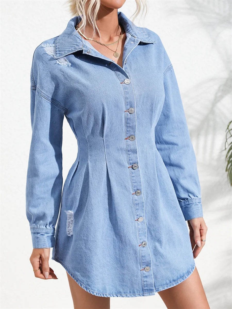 Robe Chemise en Jean Bleu