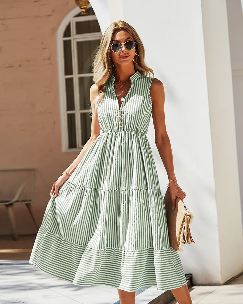 Robe Chemise Rayée Verte