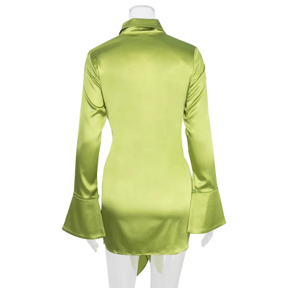 Robe Chemise Verte Satin chez robe-chemise-boutique