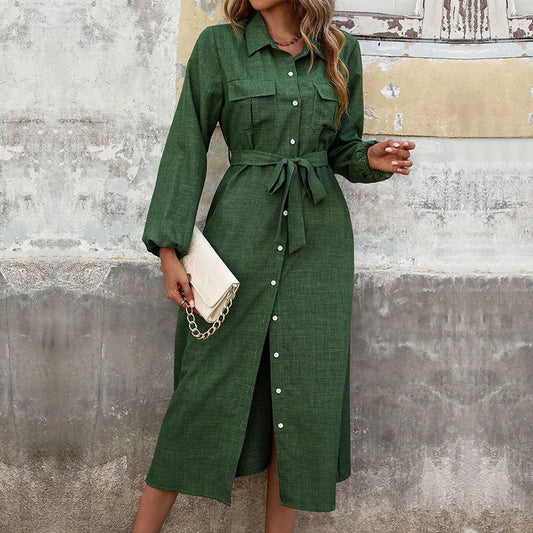 Robe Chemise Longue Verte