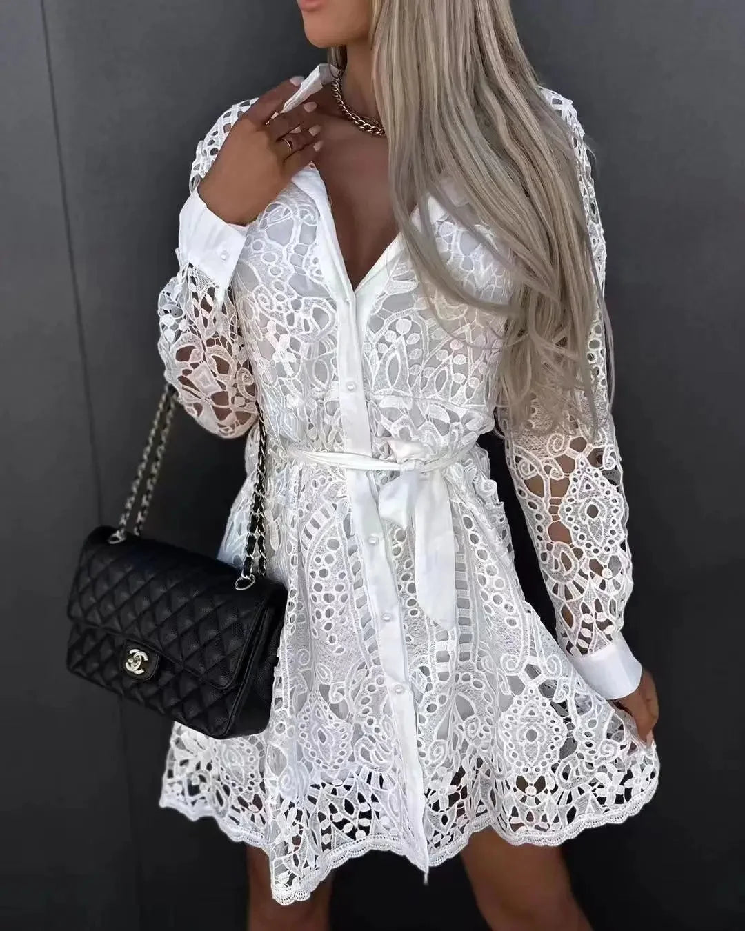Robe Chemise Dentelle Blanc chez robe-chemise-boutique